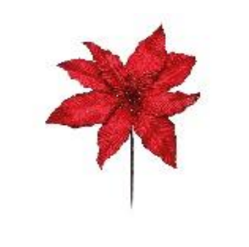 FLOR POINSETIA VERMELHO COM GLITTER CABO MEDIO