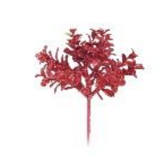 PICK FOLHAS GLITTER VERMELHA GALHOS CURTOS