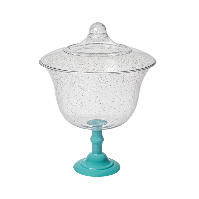 TACA CONFEIT CAKE COM TP 1200ML GLITTER AZUL CIANO