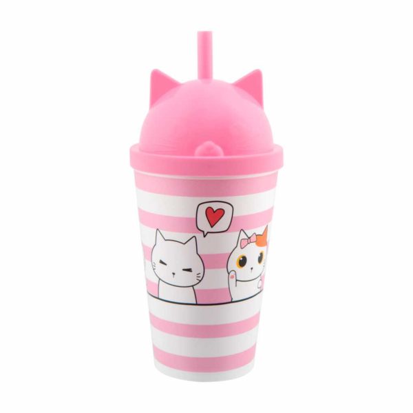 COPO BABY 350ML ANIMAIS CAT ROSA BEBE