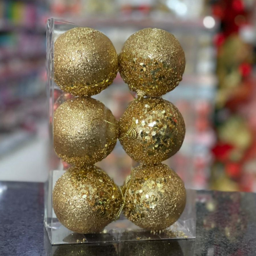 [34306] BOLA 08CM CRISTAIS OURO C06