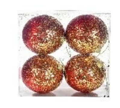 [34312] BOLA 10CM BRILHANTE VERMELHO OURO C04