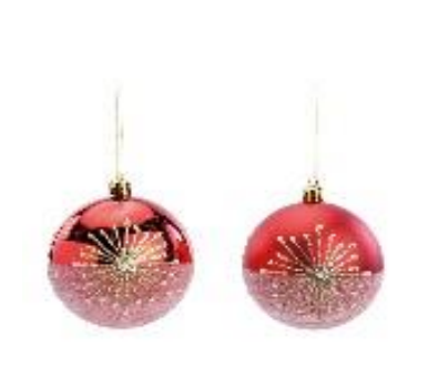 [34326] BOLA 08CM DETALHES VERMELHO OURO C06