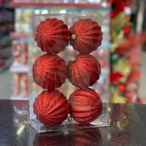 [34331] BOLA 08CM GOMOS GLITER VERMELHO C06