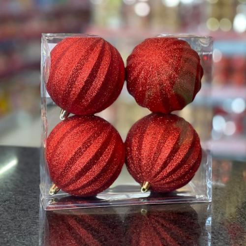 [34333] BOLA 10CM GOMOS GLITER VERMELHO C04
