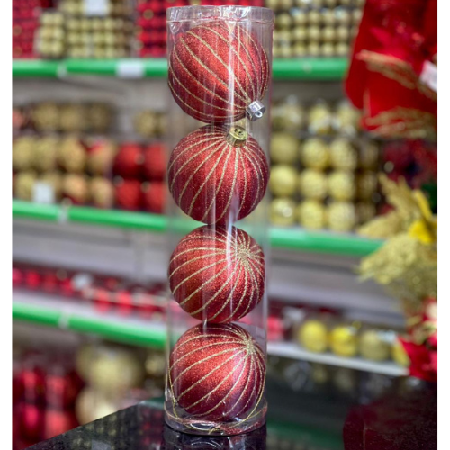 [34337] BOLA 12CM VERMELHO OURO C04