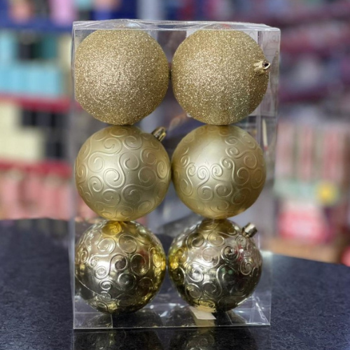 [34339] BOLA 08CM ARABESCO BRILHO MATE GLITTER OURO C06