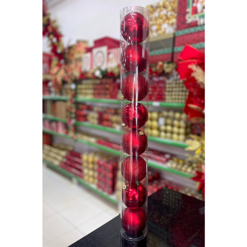 [34340] BOLA 10CM LISA MATE GLITTER VERMELHO C08