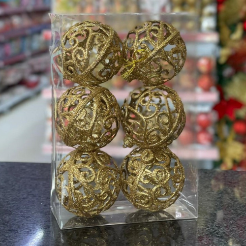 [34349] BOLA 08CM ARABESCO VAZADA OURO C06