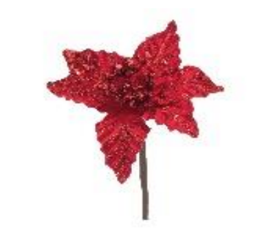 [34504] FLOR POINSETIA VERMELHO CABO CURTO
