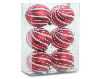 [1003881] BOLA LISTRADA VRM/BCO 8cm () JG C/6 PC
