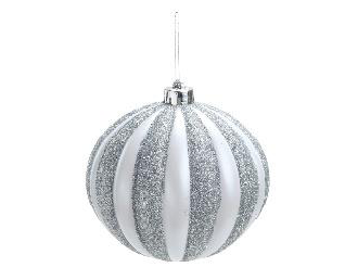 [1004237] BOLA LISTRADA C/GLITTER BCO 10cm () JG C/4 PC
