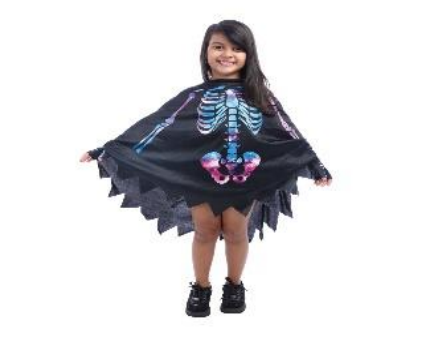 [29004761] KIT PONCHO ESQUELETO INFANTIL C/3 PECAS KIT C/1 UN